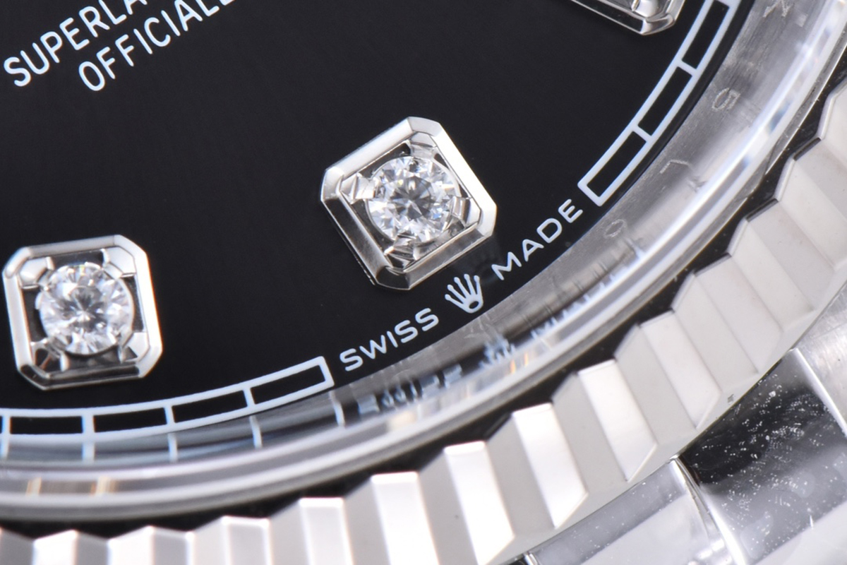 Datejust 36 126234 Bright Black Dial with D1am0nd Marker in Steel in Jubilee Bracelet